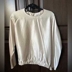 Babaton Ivory Silk/Satin Long Sleeve Top